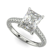 Emilia Radiant Cut Pave Halo 4 Prong Claw Set Engagement Ring - Nivetta